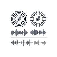 Microphone sound wave icon set vector