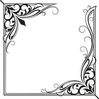 A black and white square frame with a floral design vector