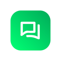A green square with a speech bubble icon png