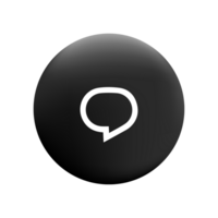 A black and white speech bubble icon on a black button png