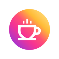A coffee cup icon on a colorful background png