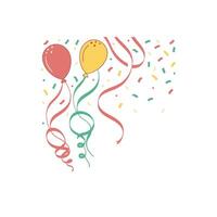 A birthday card with balloons and confetti vector