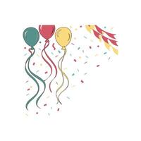 A colorful balloon and confetti are on a white background vector