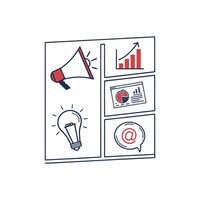 A diagram of various marketing icons vector