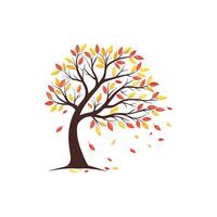 Autumn tree with falling leaves illustration vector