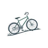 A bicycle is sitting on a hill in the middle of the grass vector