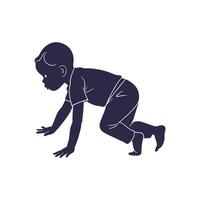 A silhouette of a baby crawling on the ground vector