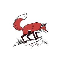 Red fox standing on top of a cliff vector