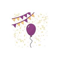 A purple balloon with confetti and garlands vector