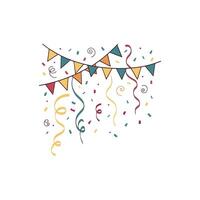 A party banner with confetti and streamers vector