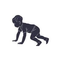 A silhouette of a baby crawling on the ground vector