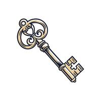 An old key with a lock on it vector