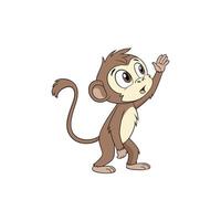 A cartoon monkey standing up and waving vector