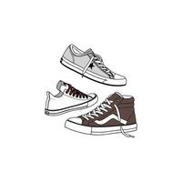 A drawing of three pairs of sneakers vector