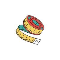 A measuring tape is shown with a ruler on top vector