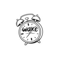 An alarm clock with the word wake written on it vector