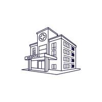 Hospital building outline icon illustration vector