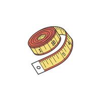 A measuring tape is shown in a flat style vector