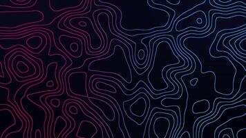 An abstract background with neon contour lines in red and blue, creating a topographic map-like design on a dark surface.v video