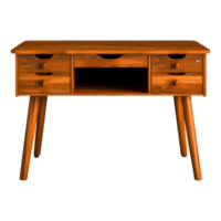 Wooden Desk with Drawers and Open Shelf for Home Office Setup png