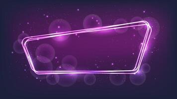 Neon rounded frame with shining effects and sparkles vector