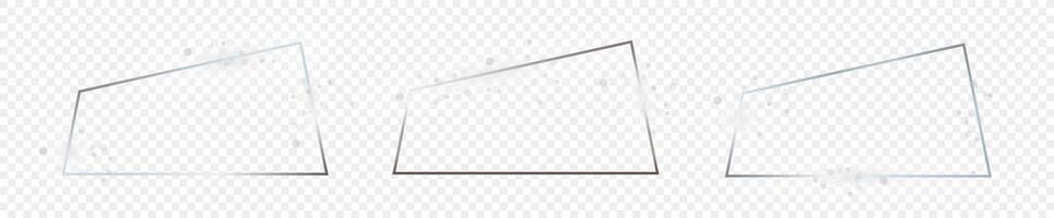 Silver glowing trapezoid shape frame vector