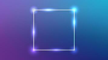 Neon square frame with shining effects vector