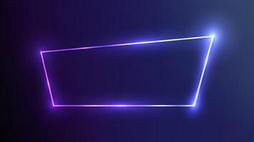 Neon trapezoid frame with shining effects vector