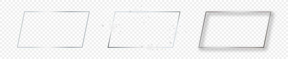 Silver glowing rectangular shape frame vector