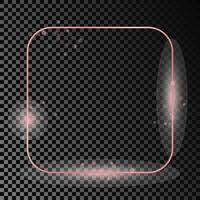 Rose gold glowing rounded square frame vector