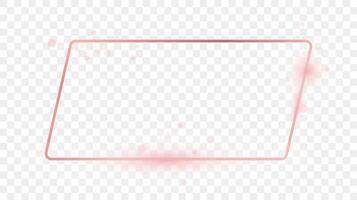 Rose gold glowing rounded rectangular shape frame vector