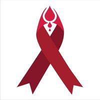 AIDS Icon badge cross with blood drops vector