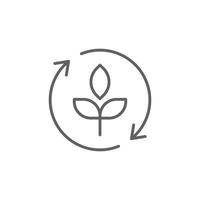 Reforestation icon. Simple outline style. Tree, plant with circle cycle, ecosystem, sustainable, restore, forest, environment concept. Thin line symbol. Illustration isolated. Editable stroke. vector