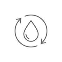 Purified water icon. Simple outline style. Water drop, renewable, recycle, reuse, circle, consumption, oil, arrow, environment concept. Thin line symbol. Illustration isolated. Editable stroke. vector