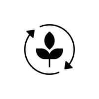 Reforestation icon. Simple solid style. Tree, plant with circle cycle, ecosystem, sustainable, restore, forest, environment concept. Black silhouette, glyph symbol. Illustration isolated. vector