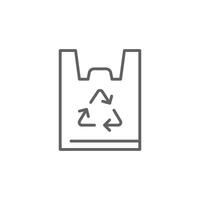 Recyclable bag icon. Simple outline style. Plastic bag with recycle sign, eco, garbage, reuse, pollution, life, environment concept. Thin line symbol. Illustration isolated. Editable stroke. vector