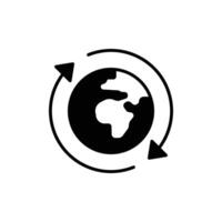 Earth recycle icon. Simple solid style. Planet sustainable circular arrow, save clean world, globe emission, environment concept. Black silhouette, glyph symbol. Illustration isolated. vector