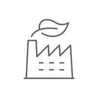 Green industry icon. Simple outline style. Green factory, eco friendly manufacturing and sustainable practices, environment concept. Thin line symbol. Illustration isolated. Editable stroke. vector