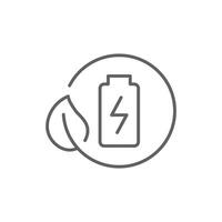 Eco battery icon. Simple outline style. Leaf, circle, green energy, recycle, global, electricity, natural, power, environment concept. Thin line symbol. Illustration isolated. Editable stroke. vector