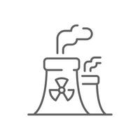Radiation pollution icon. Simple outline style. Nuclear, power plant, experiment, smoke, industry, environment, technology concept. Thin line symbol. Illustration isolated. Editable stroke. vector