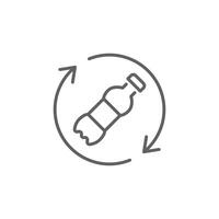 Recycle plastic icon. Simple outline style. Arrows pet bottle shape recycling sign, water, reusable ecological preservation concept. Thin line symbol. Illustration isolated. Editable stroke. vector