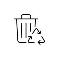 Recycle bin icon. Simple outline style. Rubbish, reuse, waste, pollution, recycling, garbage, container, trash, environment concept. Thin line symbol. Illustration isolated. vector
