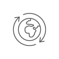 Earth recycle icon. Simple outline style. Planet sustainable circular arrow, save clean world, globe emission, environment concept. Thin line symbol. Illustration isolated. Editable stroke. vector