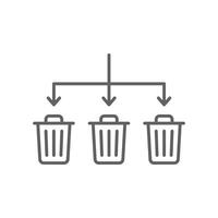 Waste Sorting icon. Simple outline style. Waste segregation, sorting garbage by material, bin, trash with arrow separate concept. Thin line symbol. Illustration isolated. Editable stroke. vector