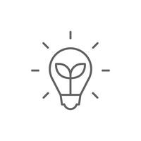 Green energy icon. Simple outline style. Save energy sign, leaf, sprout, light bulb, eco friendly, efficient, environment concept. Thin line symbol. Illustration isolated. Editable stroke. vector