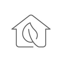 Eco house icon. Simple outline style. Home and tree leaf, building, green, construction, nature, environment, life, ecology concept. Thin line symbol. Illustration isolated. Editable stroke. vector