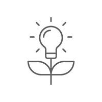Sustainable ecological energy icon. Simple outline style. Creative lamp, light bulb nature, plant in the bulb, environment concept. Thin line symbol. Illustration isolated. Editable stroke. vector