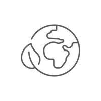 World ecology icon. Simple outline style. Nature global protect, logo eco environment, globe with leafs, green earth planet concept. Thin line symbol. Illustration isolated. Editable stroke. vector