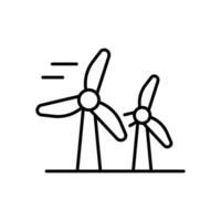Wind turbine icon. Simple outline style. Windmill, wind power, working from power of wind, energy converter, renewable energy concept. Thin line symbol. Illustration isolated. vector