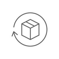 Return package icon. Simple outline style. Delivery parcel, box, package, return, exchange, arrow, deliver, product, shipping concept. Thin line symbol. Illustration isolated. Editable stroke. vector